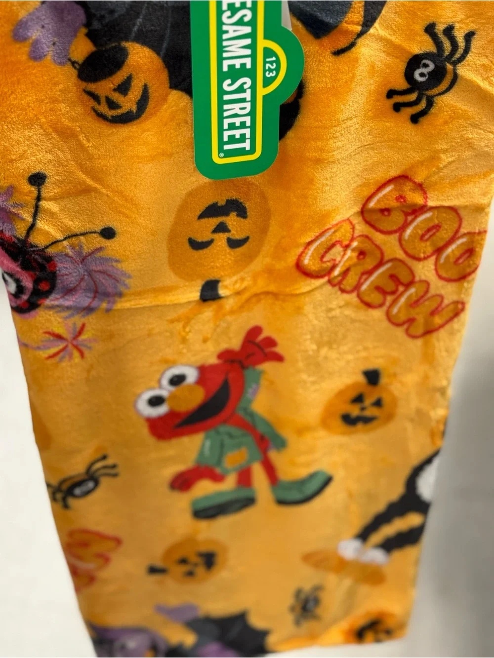 Sesame Street Elmo Halloween Throw Blanket - Orange, Black, Green